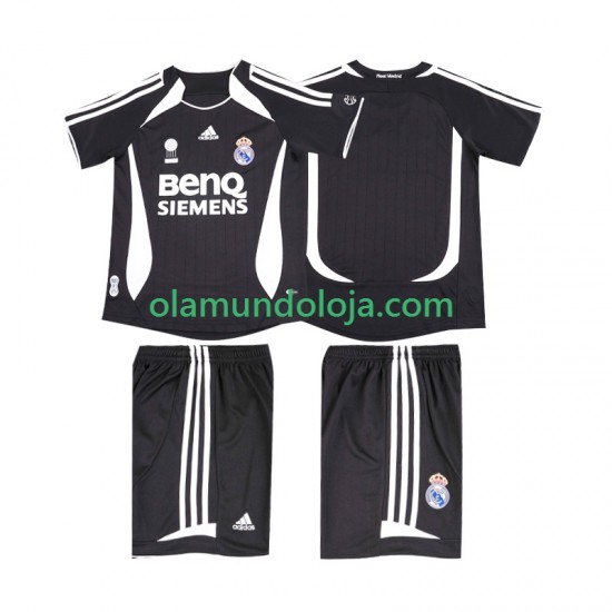Camisola Real Madrid 2007 Retro Criança Equipamento Segundo 2006 Manga Curta